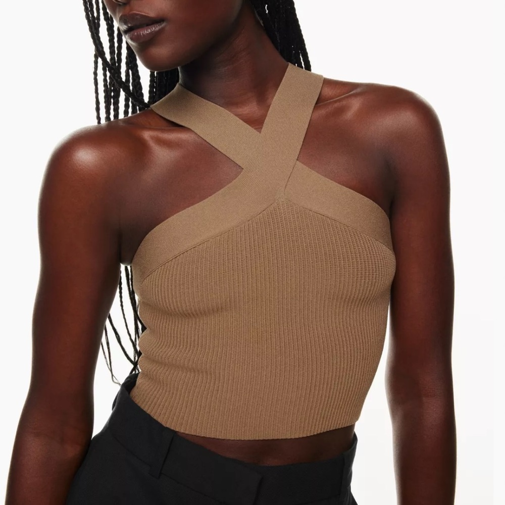 Babaton Scuplt Knit Criss Cross Crop Tank